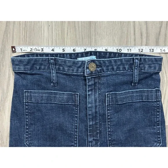 Mumu Blue Women's High Rise Flare Jeans Dark Indigo Patch Pocket Size 28 luxury - Picture 5 of 9